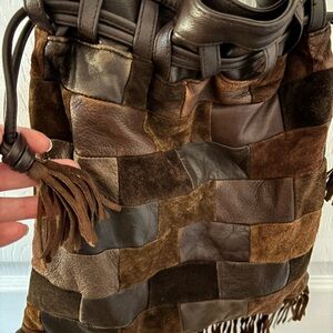 Patchwork Leather Tote Bag - Brown